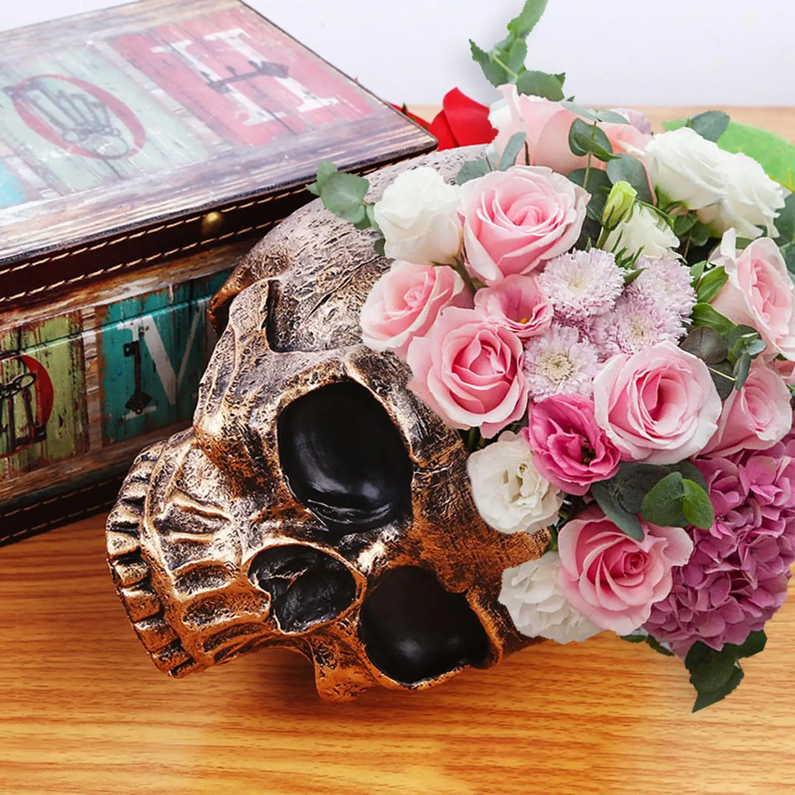 

Human Skull Model Flower Pot Resin Creative Holder for Garden Yard Outdoor Indoor