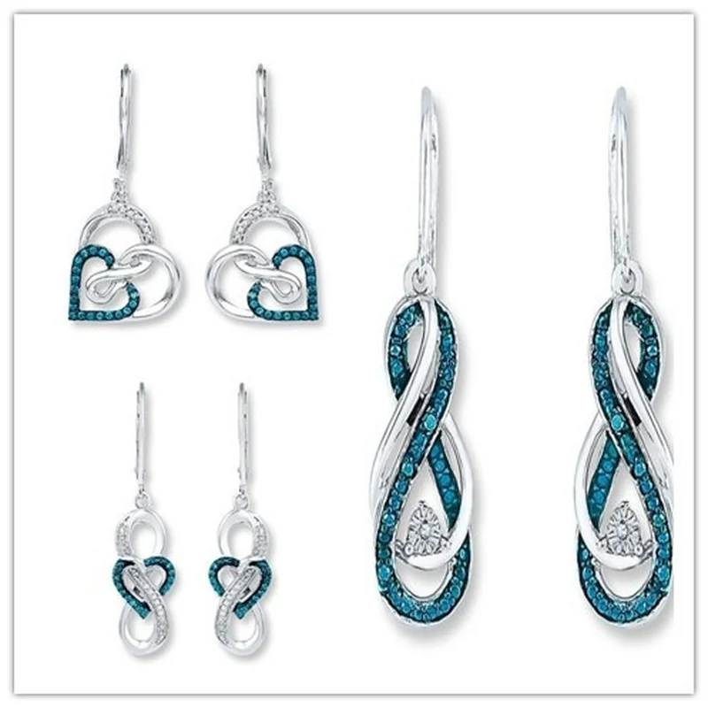

Vintage Metal Hand Carved Heart Earrings Set with Zircon Women Hook Drop Earrings