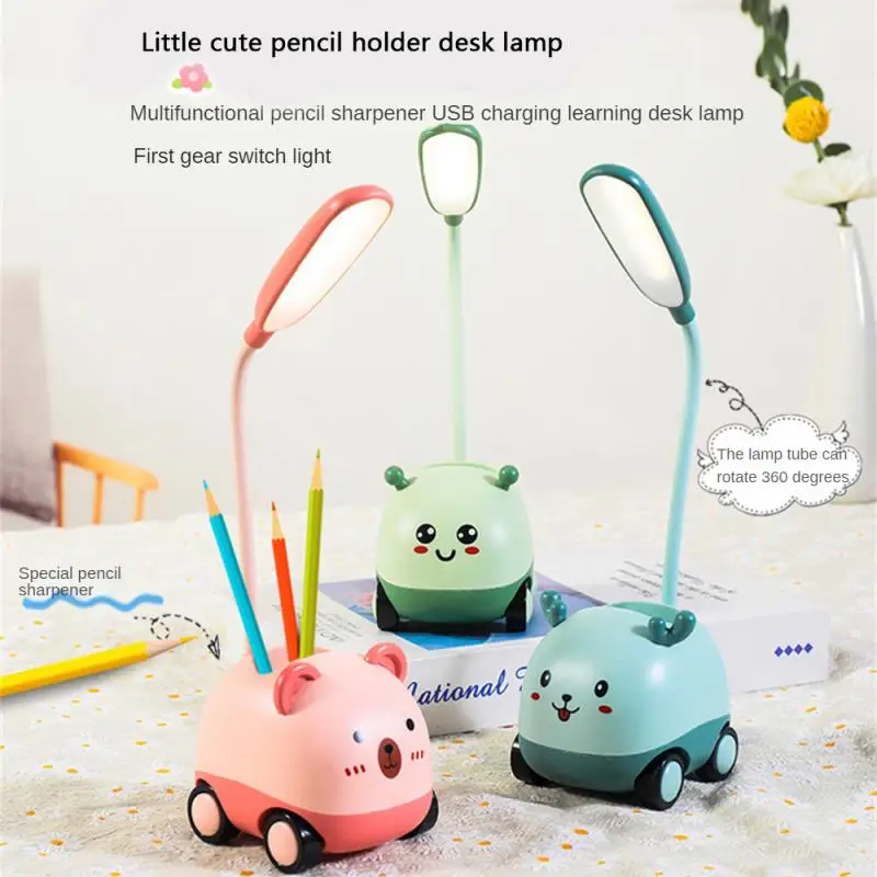 

Desk Lamp Cute With Pencil Sharpener Usb Charging Sturdy Lamp Night Light Mini Pen Holder Lamp