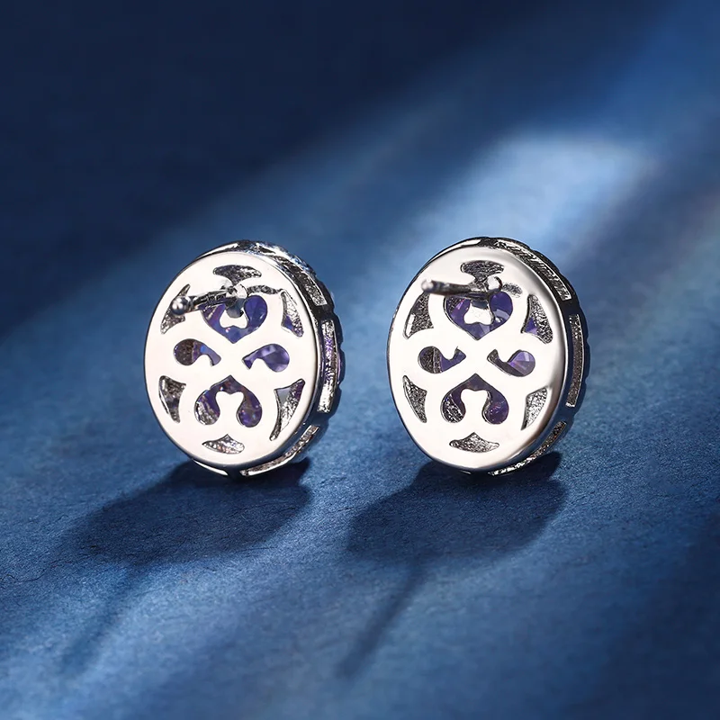 EYIKA Бриллиантовая овальная серьга-гвоздик из желтого фиолетового розового