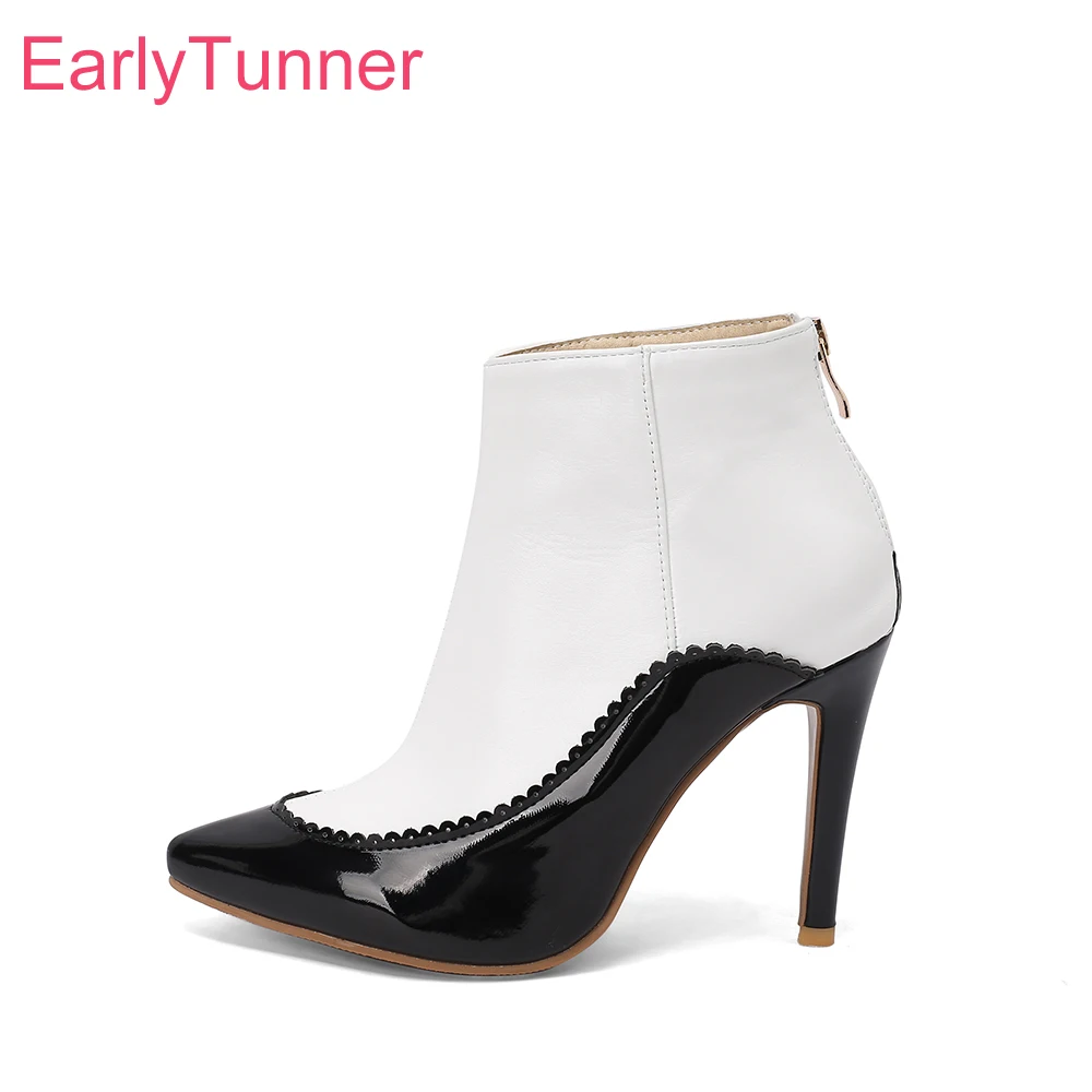 Женские ботильоны с острым носком черные Винные ботинки на высоком каблуке обувь