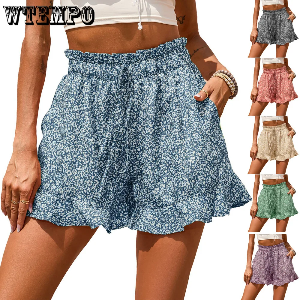 

Summer Women's Chiffon Print Casual Pocket Shorts for Women Drop Shipping Wholesale