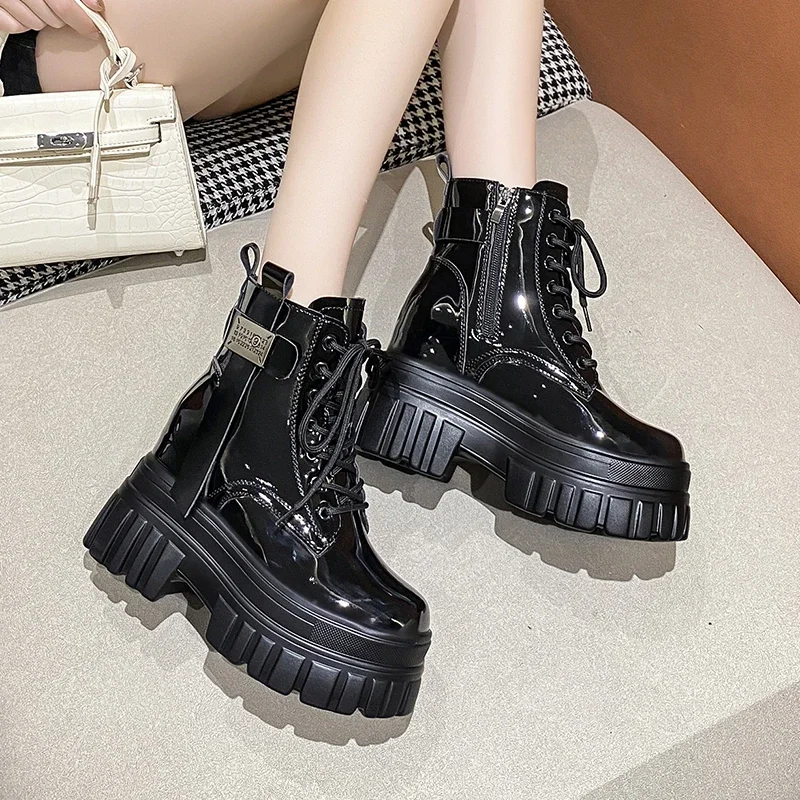 Ботинки женские на толстом каблуке размер 35 - 43 цвет черный/коричневый