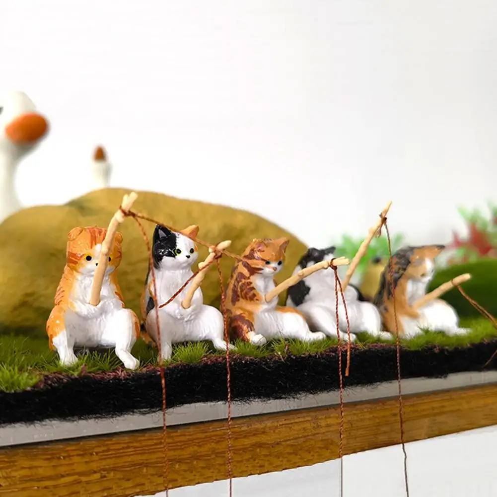 

Fish Tank Landscaping Resin Mini Fishing Cat Model Desk Ornament Aquarium Decor Home Decoration Mini' Sculptures Figurines Decor