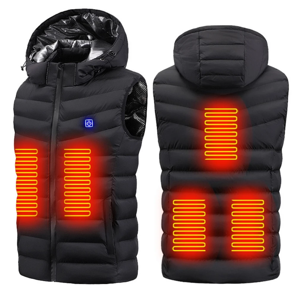 

Winter Electric Heated Vest Thermal Skiing Jackets USB Electric Heating Hooded Coat Outdoor Camping Hiking Hunting Warmer Jacket