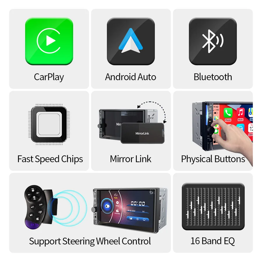 Автомагнитола 2DIN для Nissan Toyota Volkswagen 7 дюймов Android Bluetooth FM-радио поддержка камеры