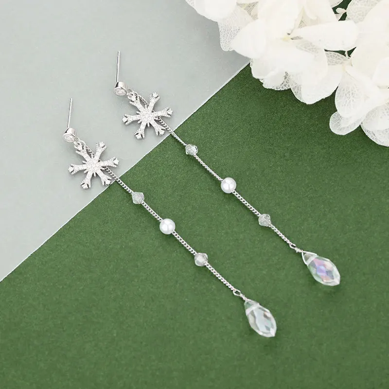 Женские серебряные сережки с длинными кисточками 925 пробы