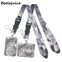 gray marble creative lanyard card holder student hanging neck phone lanyard badge subway access card holder accessories gifts