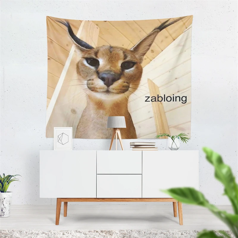 Фото Aertemisi Zabloing Floppa Caracal Cat Gosha забавный мем гобелен настенный художественный гобелен для спальни, гостиной, вечеринки в общежитии колледжа №3