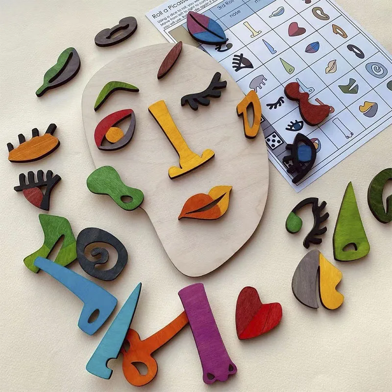

Деревянное лицо Монтессори, строительные блоки, искусство, абстрактная головоломка для лица, тревожность, снятие стресса, антистресс, обучающие игрушки