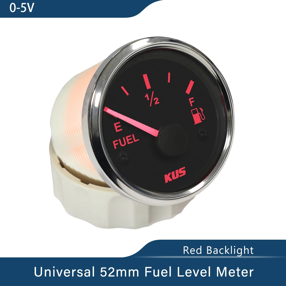 

New KUS Fuel Level Gauge Meter Indicator 0-5V Signal 52mm(2") with Red Yellow available Backlight 12V 24V for Car Boat Yacht