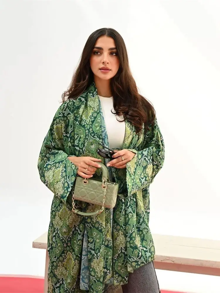 Рамадан Ид Зеленый Химар Кимоно Абая Дубай Мусульманская молитвенная одежда