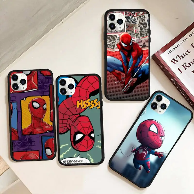 

Резиновый чехол для телефона с героями Marvel, Человек-паук для iphone 14, 13, 12, 11 Pro Max, Mini, XS Max, 8, 7, 6, 6S Plus, X, 5S SE, 2020 XR, чехол