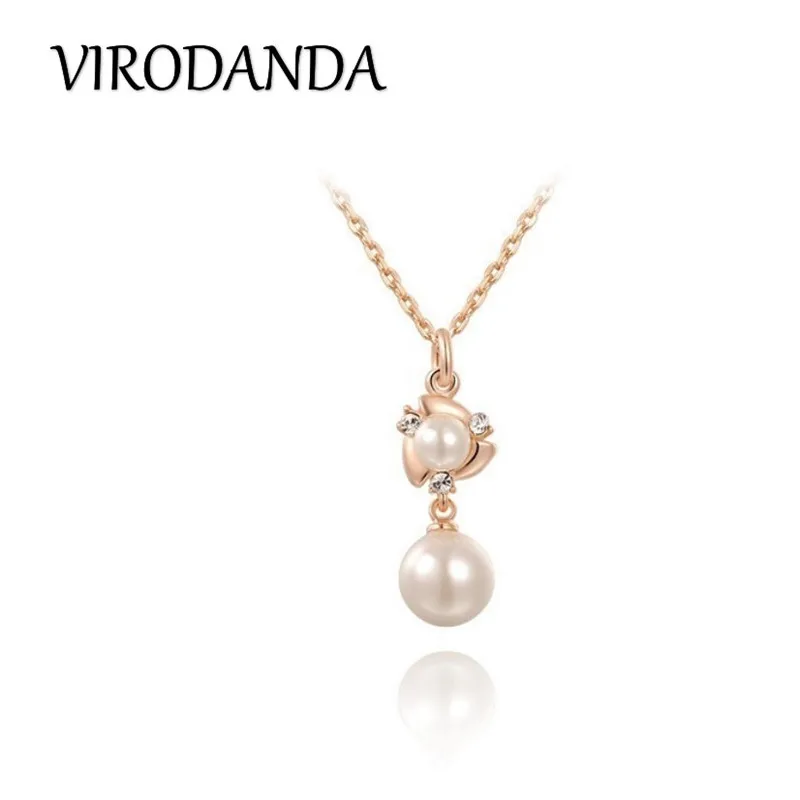 

Luxury Brand Natural Pearl Necklace Pendant For Women Wedding Jewelry Rose Gold Necklace