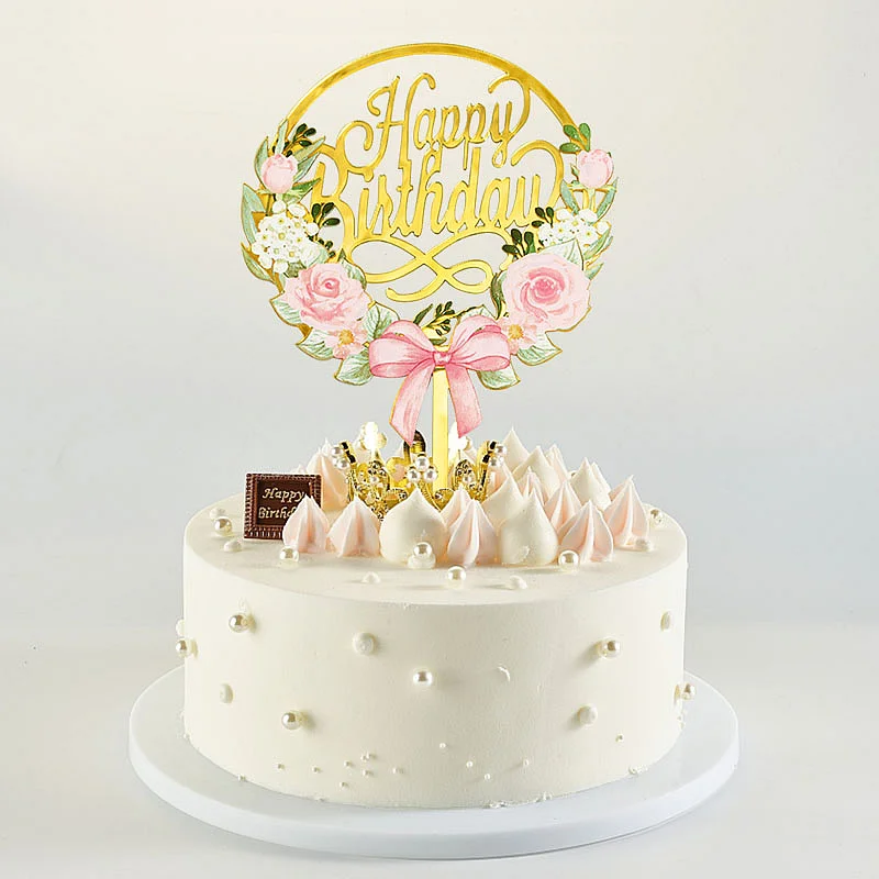 

Acrylic Flower Birthday Cake Decoration Happy Birthday Party Decoration Dessert Decoration Party Dessert Decoration