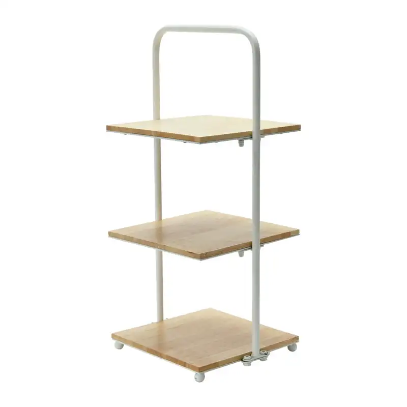 

Modern Decorative Tray with 3 shelves; Solid Wood Kitchen Coffee or Tea Station and Plant Holder, White