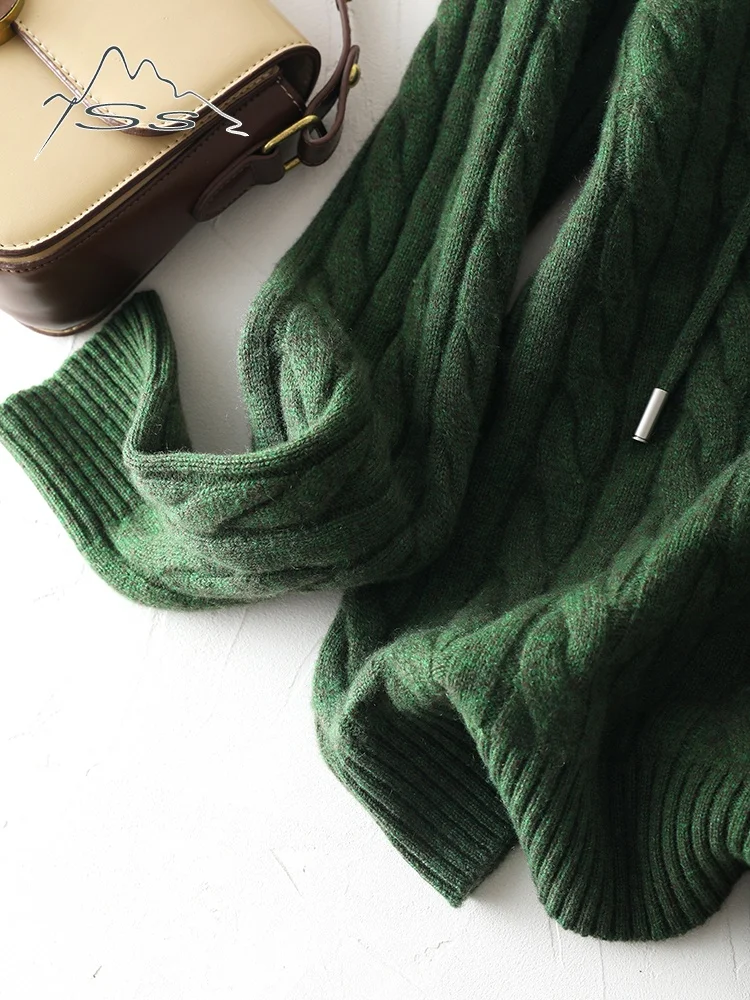 Красивый этот витой цветок ~ кашемировый свитер женский с капюшоном 00 утолщенная