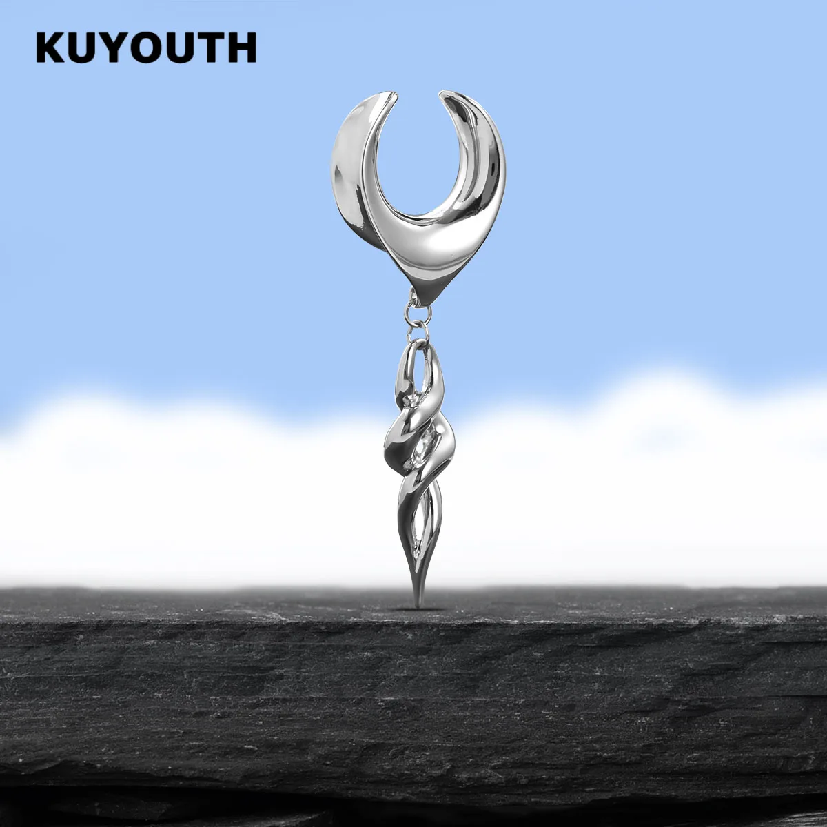 KUYOUTH Спиральный кулон Медные расширители для ушей Датчики Носилки Серьги Туннели