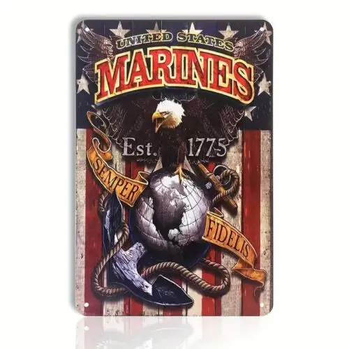 Военно-морской корабль США Semper faithis 12x8 дюймов металлический знак Ретро est 1775