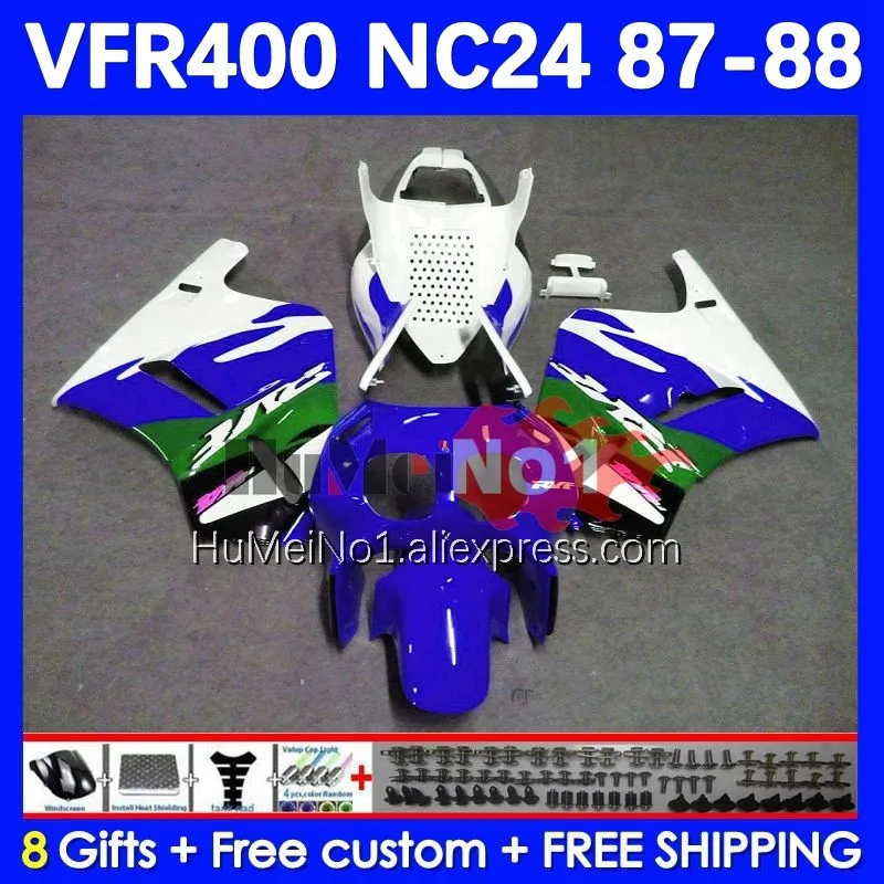 

Body For HONDA VFR400 R V4 VFR400RR RVF400R 150No.143 RVF VFR 400 R RR 400R CC NC24 87 88 VFR400R 1987 1988 Fairing blue white