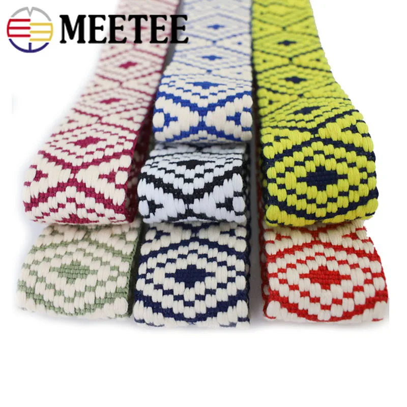 

2/4/10Meters Meetee 38mm Polyester Cotton Webbing Jacquard Ribbon DIY Handmade Sewing Clothes Bag Straps Hats Decorative Tapes