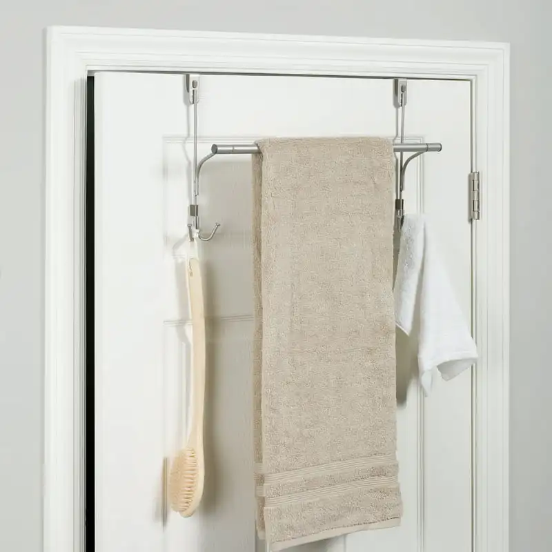 

over-the-Door Towel Bar with 4 Hooks, Satin Nickel