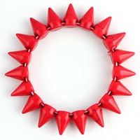 sunyik red howlite stone stud rivet spike bead punk style bracelet bangle wristband for cool men women