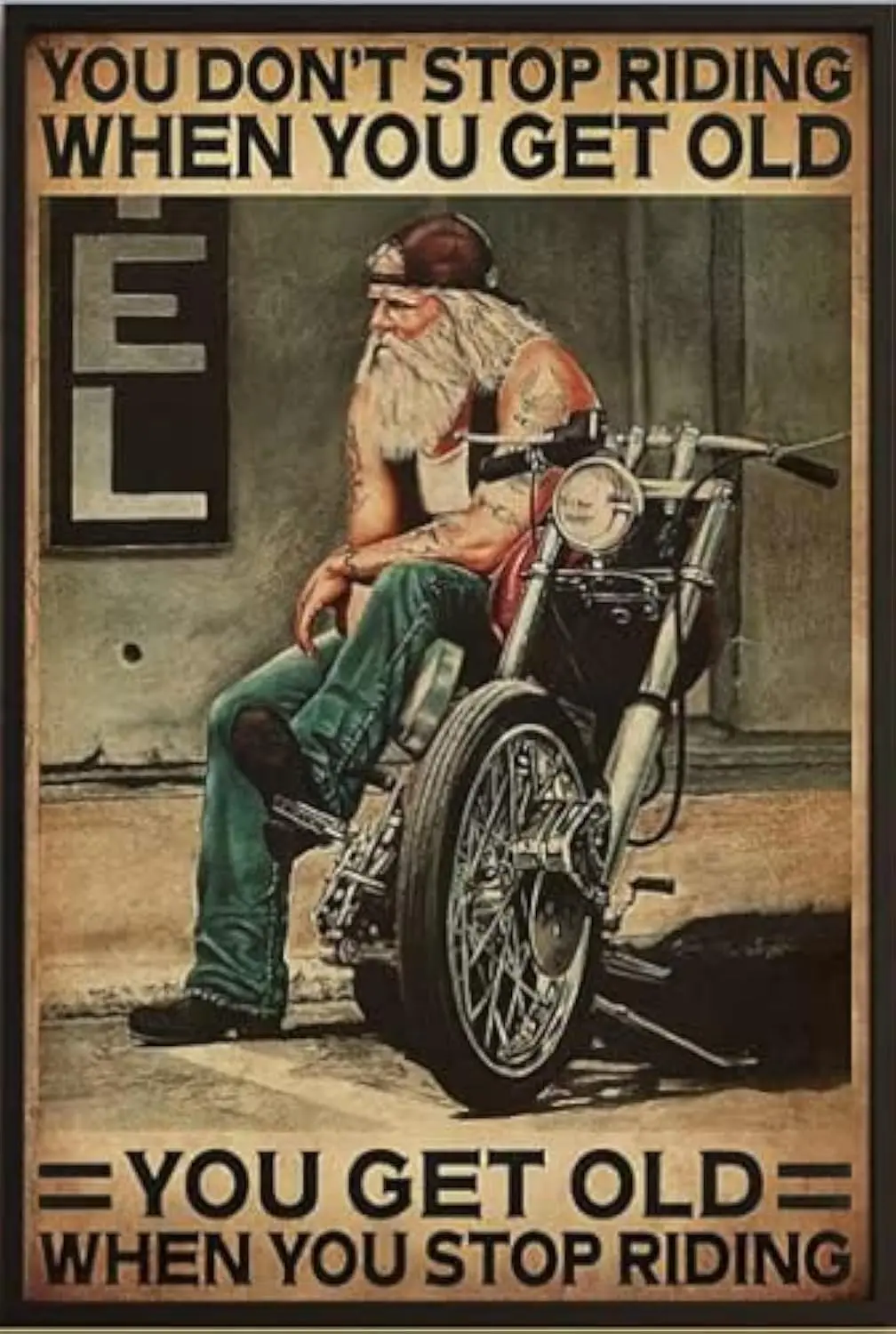 Мотоцикл Ты не остановить Rcng When You Get Old Ct Плакат Tn Sgn ron Pntng Home Fmly Lovers Gft Забавный Metl