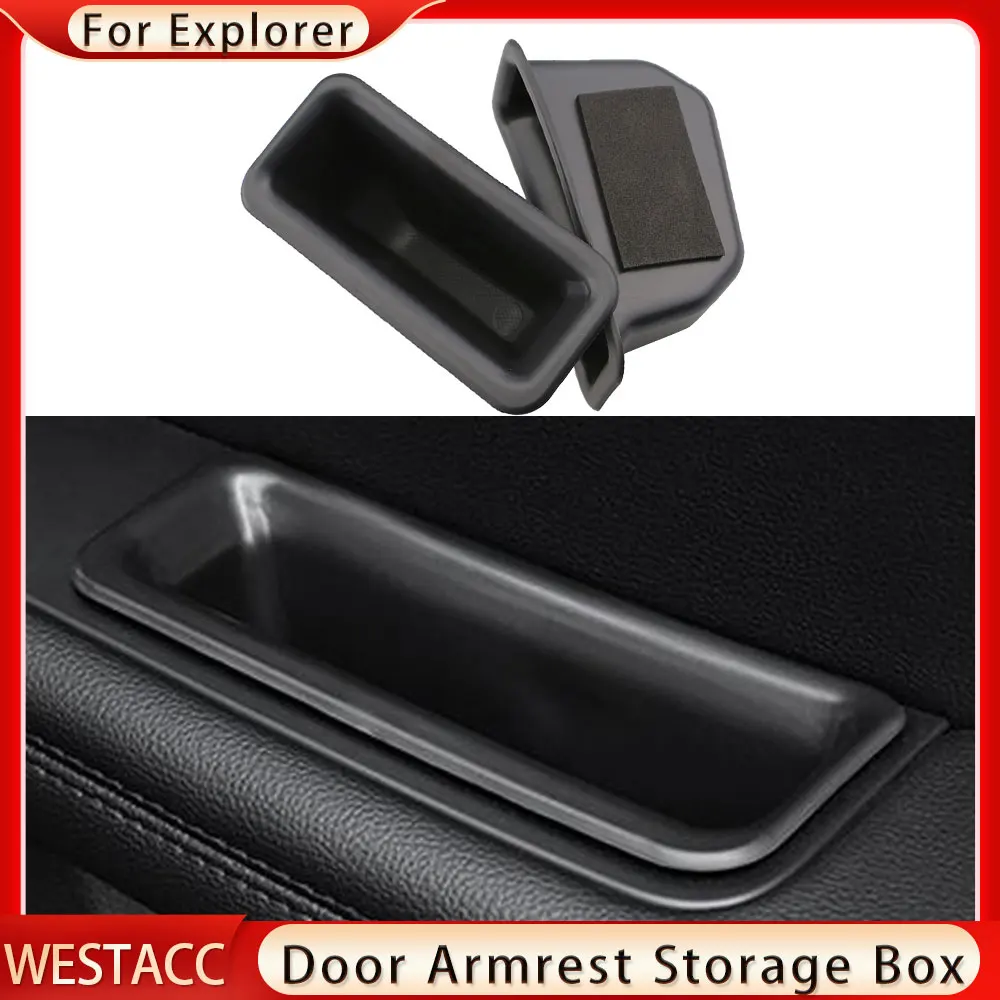 

2Pcs ABS Car Door Armrest Storage Box Door Handle Boxes Case for Ford Explorer 2016 2017 2018 Holder Container Accessories