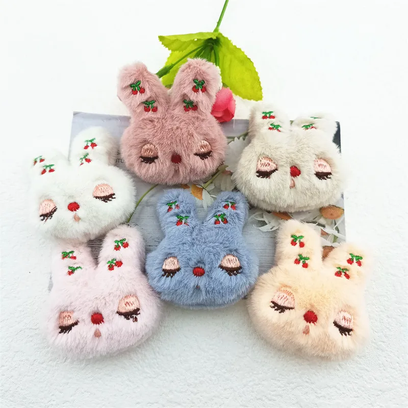 

10PCS/Lot Cartoon Plush Rabbit Appliques Padded Patches for DIY Baby Girl's Hair Clip Band Headdress Bow Decoration