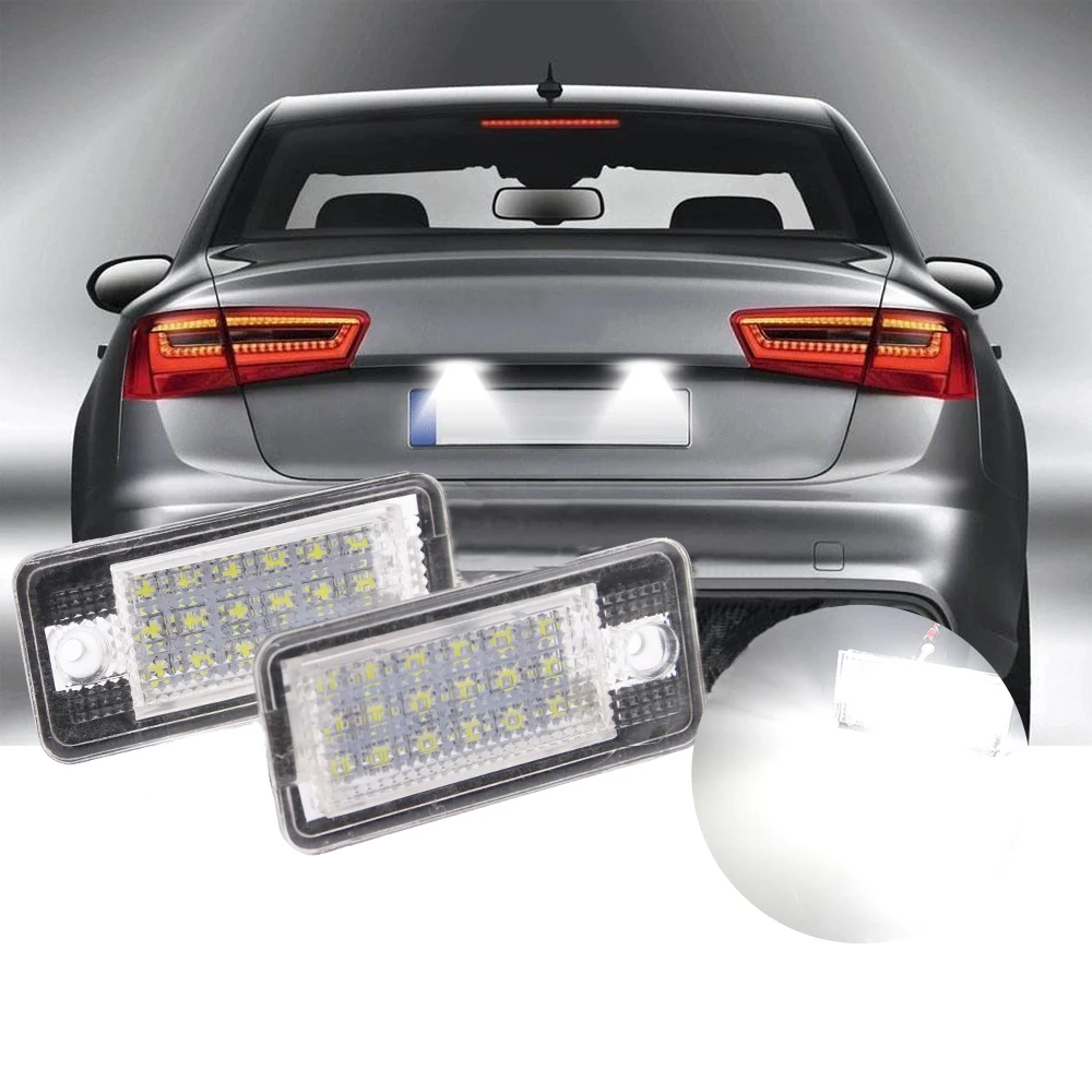 

2Pcs For Audi A4 S4 B6 B7 A6 S6 C6 A8 S8 D3 Q7 4L A3 S3 8P Cabriolet RS4 RS6 LED License Plate Lamp Number Plate Light