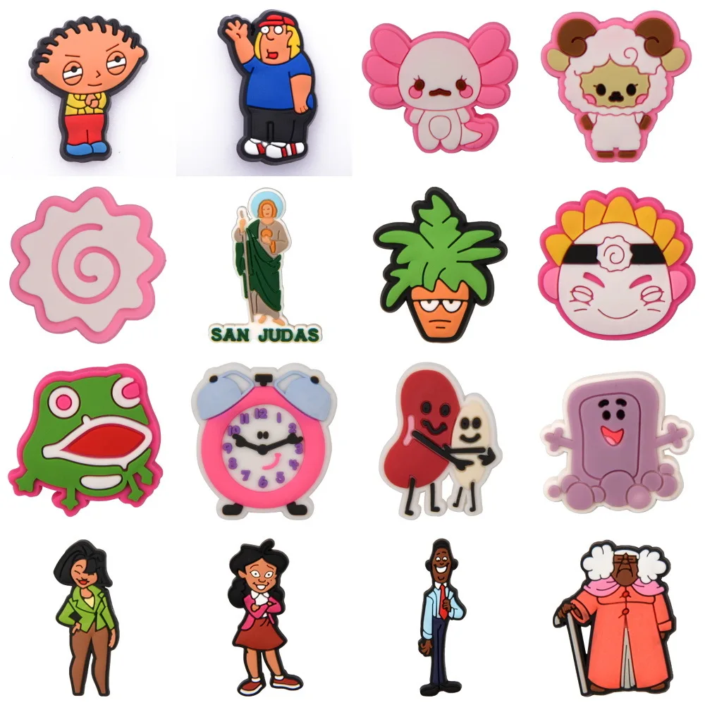 

1piece PVC JIBZ For Croc Shoe Charms Cartoon Garden Shoe Accessories Buckle Decorations Wristband Kids X-mas