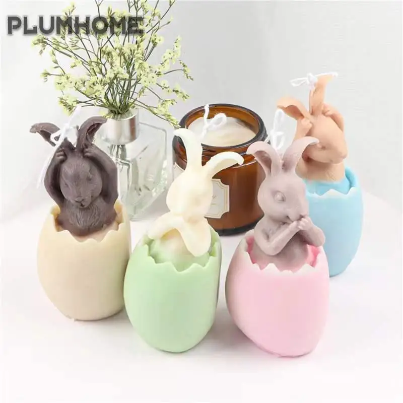 

Cute Eggshell Bunny Silicone Candle Mold DIY Animal Candle Making Wick Soap Resin Mold Craft Home Decor