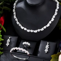 soramoore new luxury gorgeous shiny long necklace earrings ring for women bridal wedding cubic zirconia costume jewelry sets