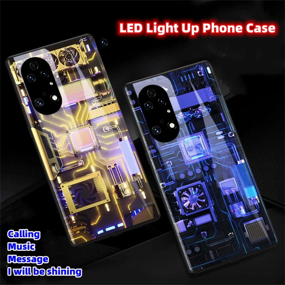 

Circuit Design Calling Flash Light Up Cover Glowing LED Phone Case For OPPO Reno 3 4 5 6 7 8 9 Pro Plus Find X5