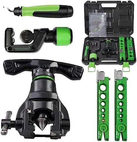 

HVAC Flaring Tool Kit for 1/4'' - 3/4'' and 6-19mm Single Flare, 45° Eccentric Type Manual Tubing Flaring Tool