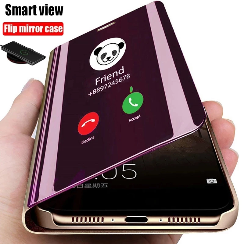 

smart mirror flip phone covers for oppo realme8 realme 8 pro case magnetic book stand coque capa shell realmi 8 pro para fundas