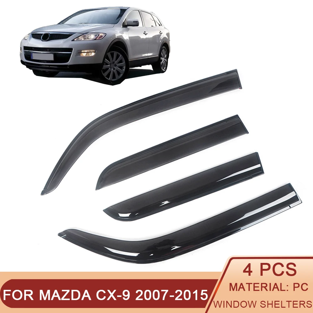 

For Mazda CX-9 2007-2015 Car Side Window Visor Sun Rain Guard Shade Shield Shelter Protector Cover Trim Frame Sticker Accessory