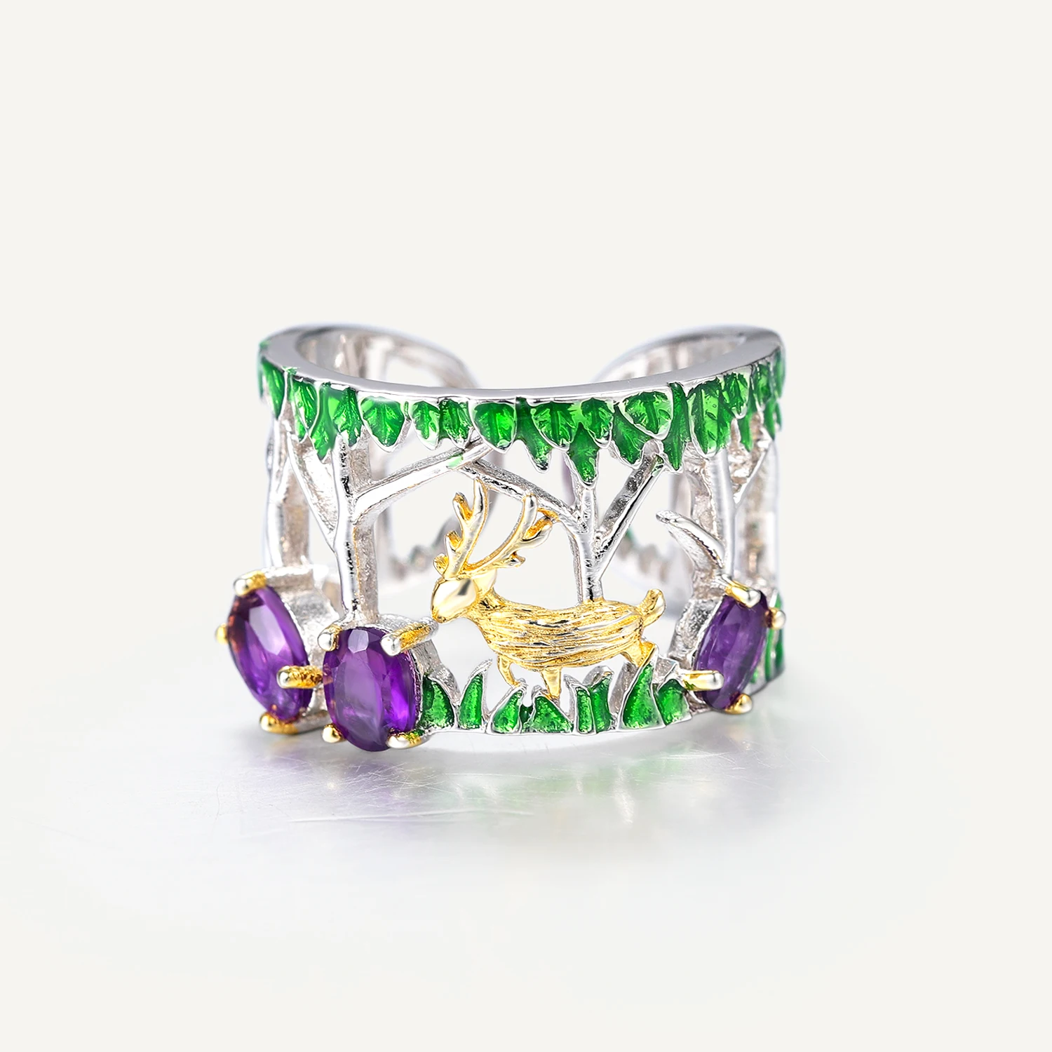 

Ювелирное кольцо GEM'S BALLET, оригинальный дизайн, настоящее 925 пробы, серебро, для женщин, ювелирное изделие в виде животных, кольца с оленем, дер...