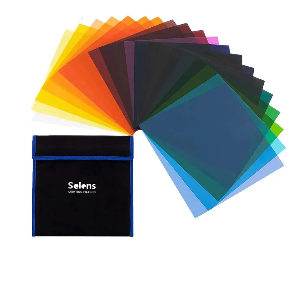 

Selens 20pcs Color Lighting Gel Filters 25x25cm Transparent Colour Correction Light Sheet Film Kit For Photo Studio With Bag