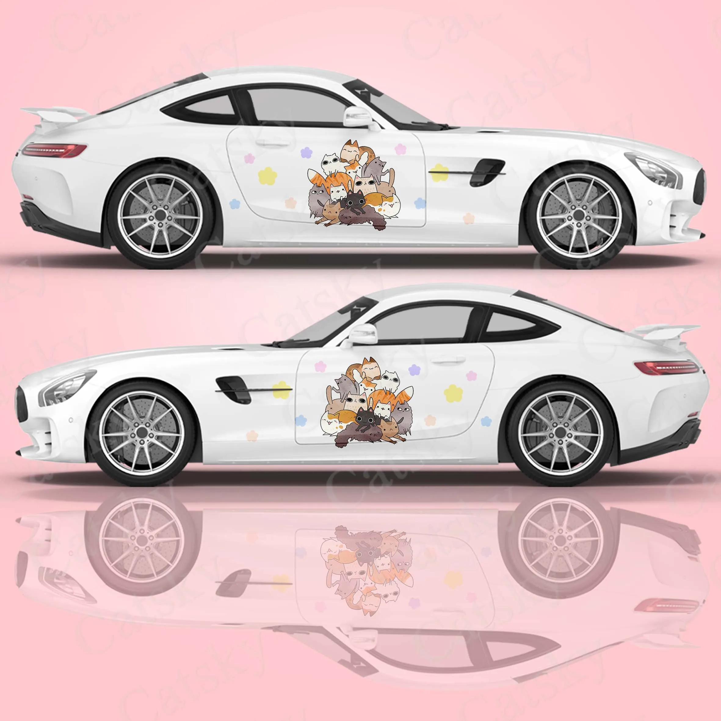 

2 шт., наклейки на автомобиль в виде кота