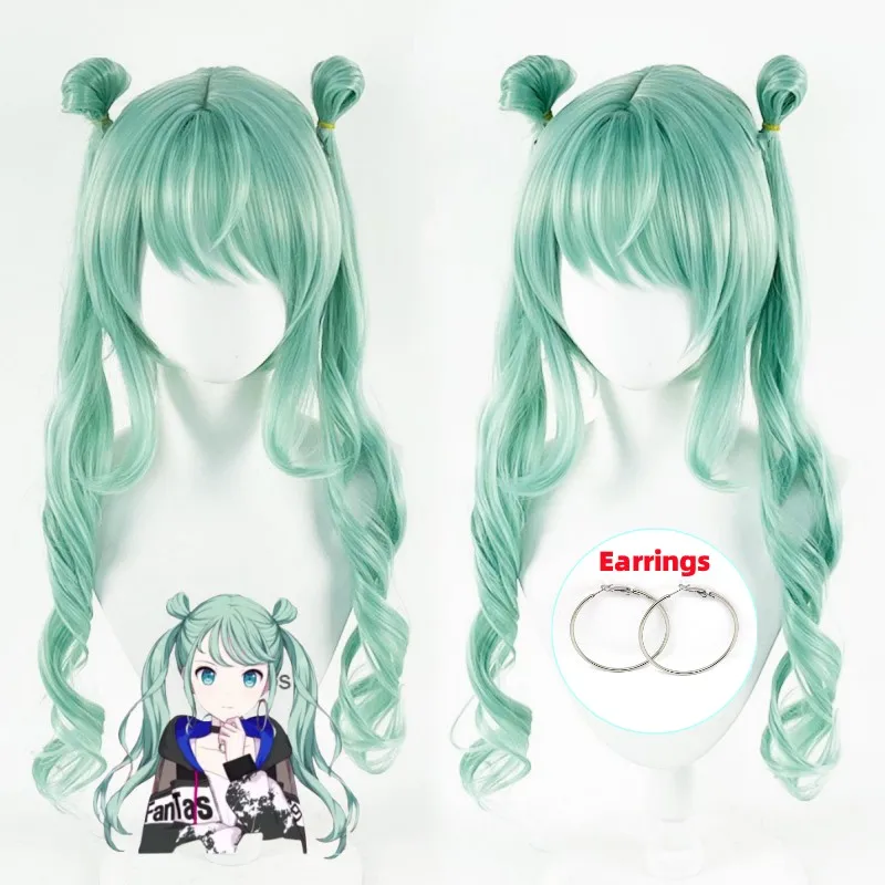 Ful Stage Cosplay More More Jump! Green Heat Resistant Synthetic Hair Wigs + Wig Cap