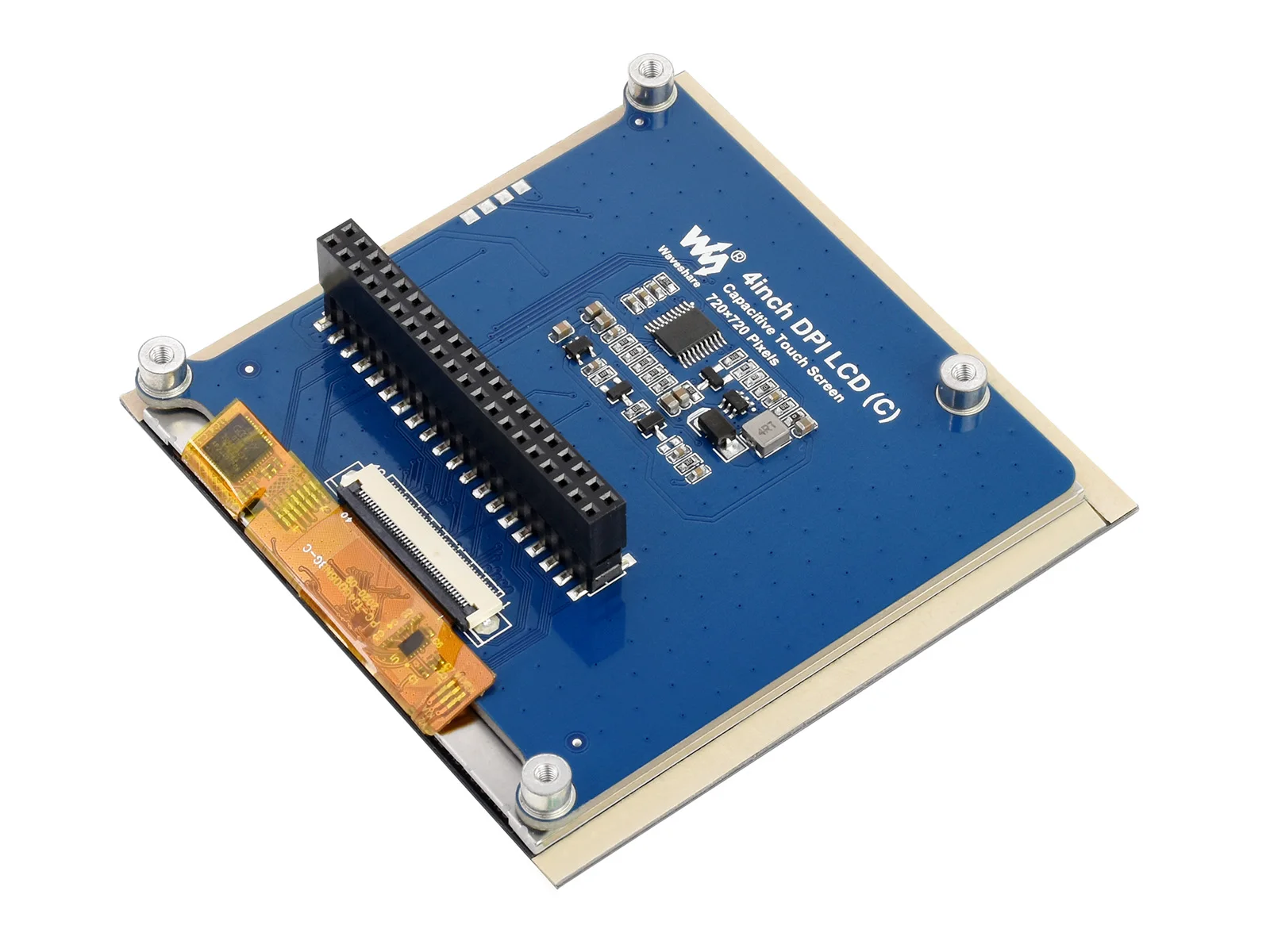 Фото Квадратный емкостный сенсорный ЖК-экран Waveshare 4 дюйма (C) для Raspberry Pi, 720×720, DPI, IPS, с защитным стеклом, низкое энергопотребление №4