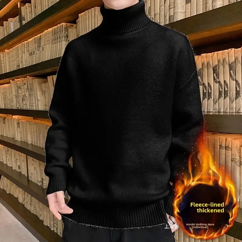 Утолщенный вязаный топ-поло на флисовой подкладке с воротником-черепаховым