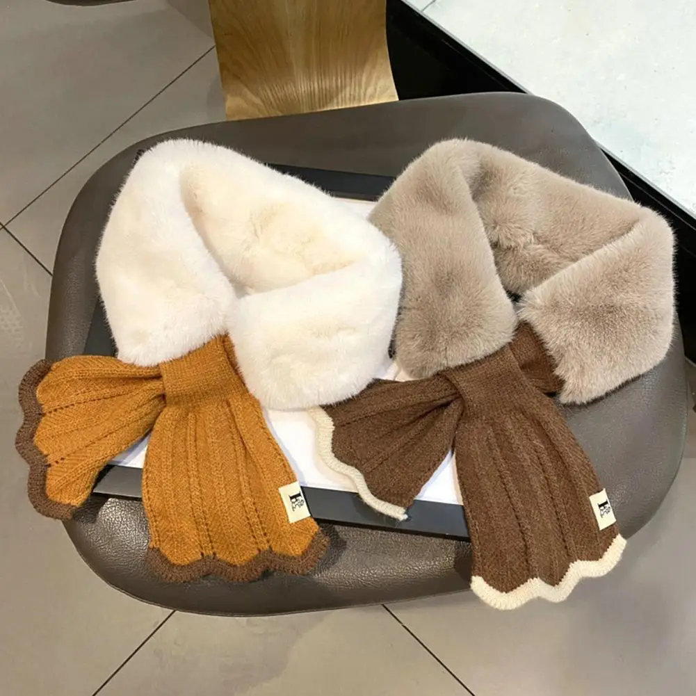 

Winter Plush Scarf Woman Thick Fish Tail Wool Knit Cycling Cervical Outdoor Protect Fur Scarve Neck Spine Warm Collar M6g2