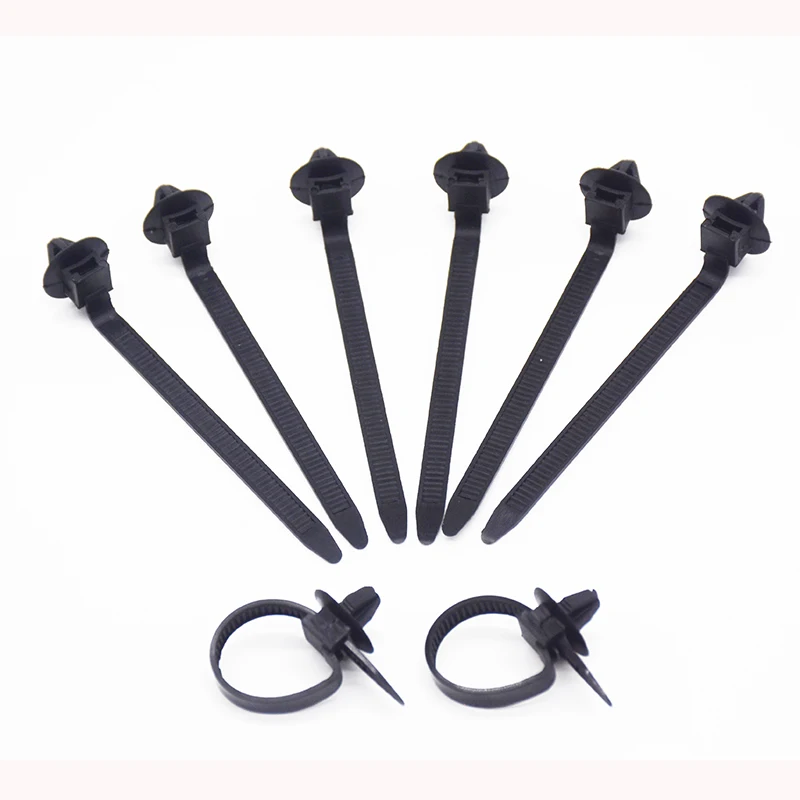 

50Pcs Car Cable Fastening Ties Nylon Black Car Auto Cable Strap Push Mount Wire Tie Retainer Clip Clamp