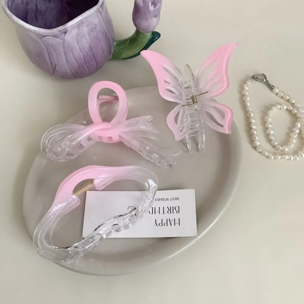 Заколка для волос с розовым градиентом девочек Милый акриловый зажим бабочкой и