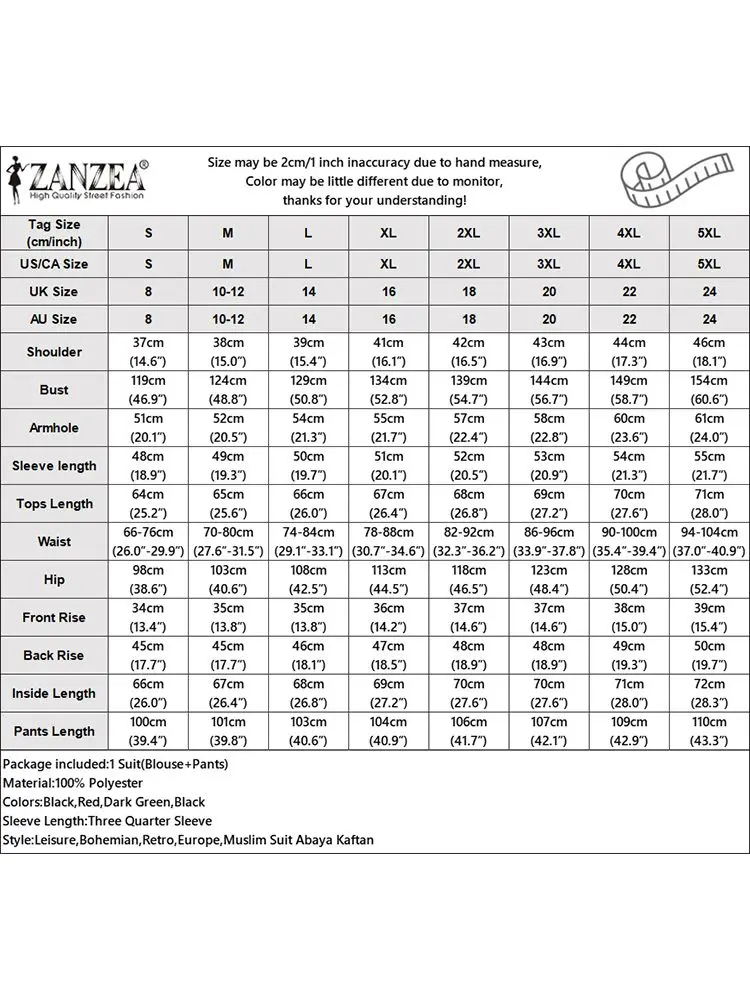 Винтажные комплекты ZANZEA из 2 предметов летние брюки с широкими штанинами