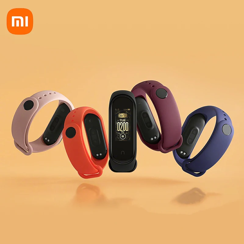 Оригинальный ремешок Xiaomi Mi Band 4 черный синий оранжевый винно-красный розовый