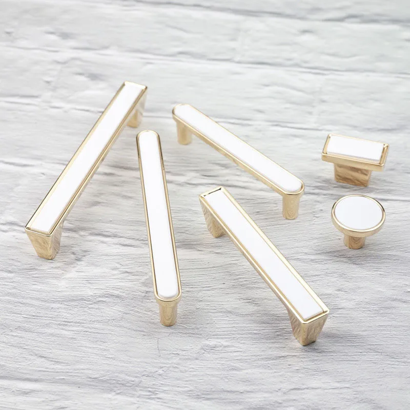 Черные и белые ручки из цинкового сплава роскошные простые для шкафа